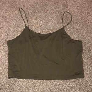 Olive Spaghetti Strap Crop Top